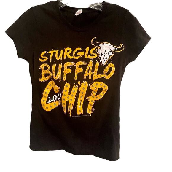 Sturgis Buffalo Chip 2014 Baby Tee Size Small Bling Biker Motorcycle - Picture 1 of 4